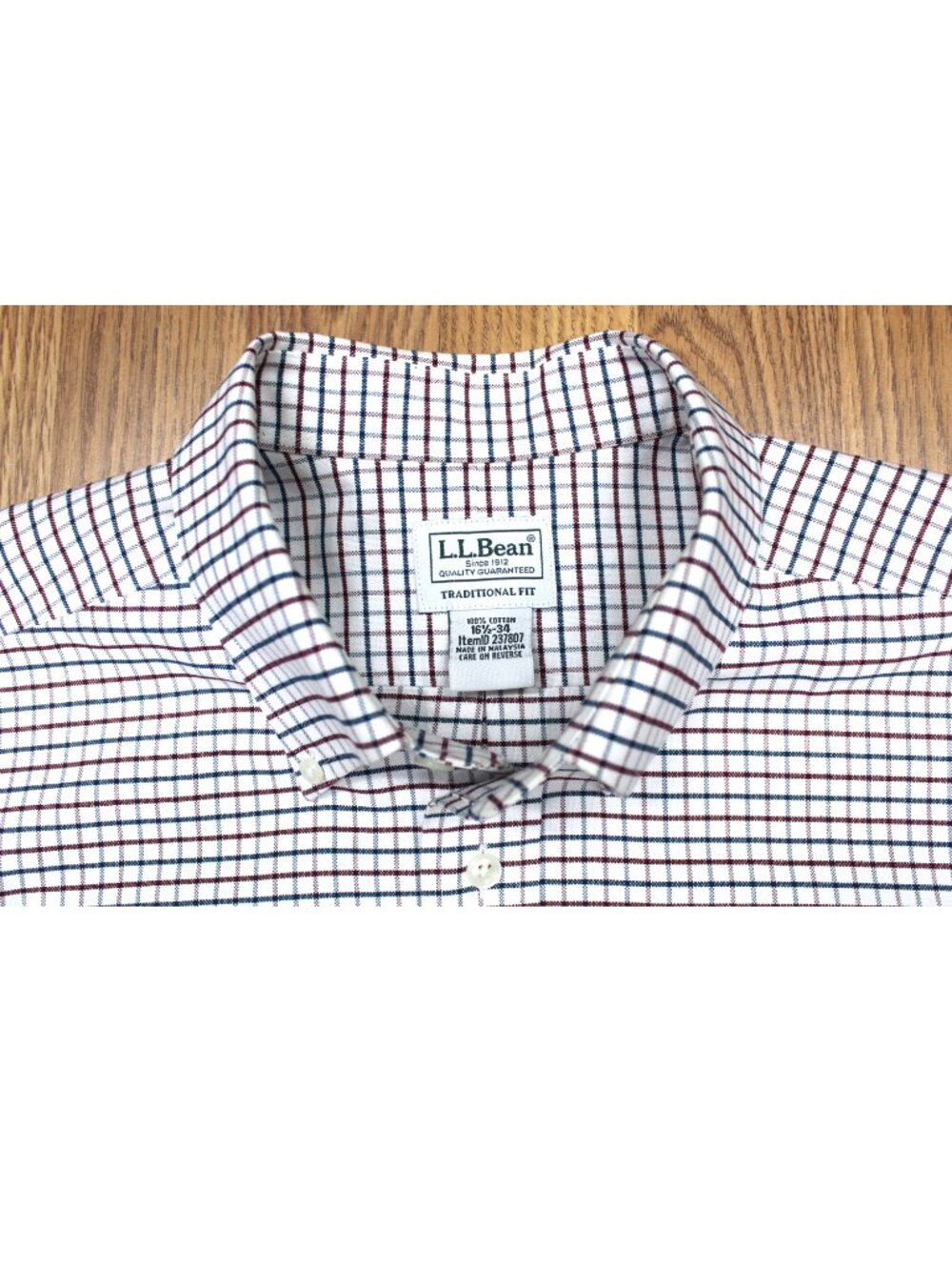 L.L. BEAN TRADITIONAL FIT 100% COTTON SHIRT WHITE PLAID Sz 16 1/2 | X-LARGE, XL